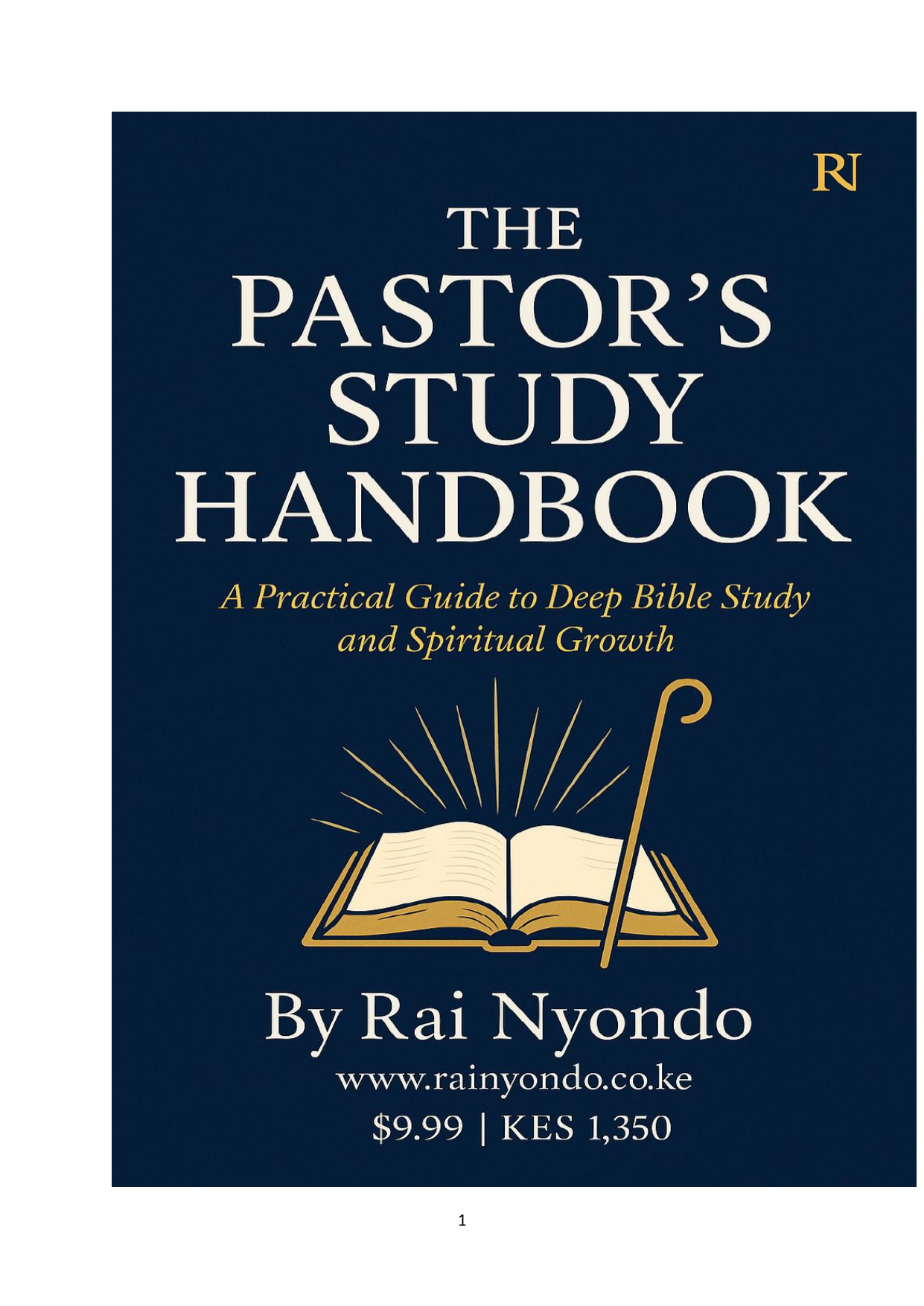 THE PASTOR’S STUDY HANDBOOK-A PRACTICAL GUIDE TO DEEP BIBLE STUDY AND SPIRITUAL GROWTH Book Cover